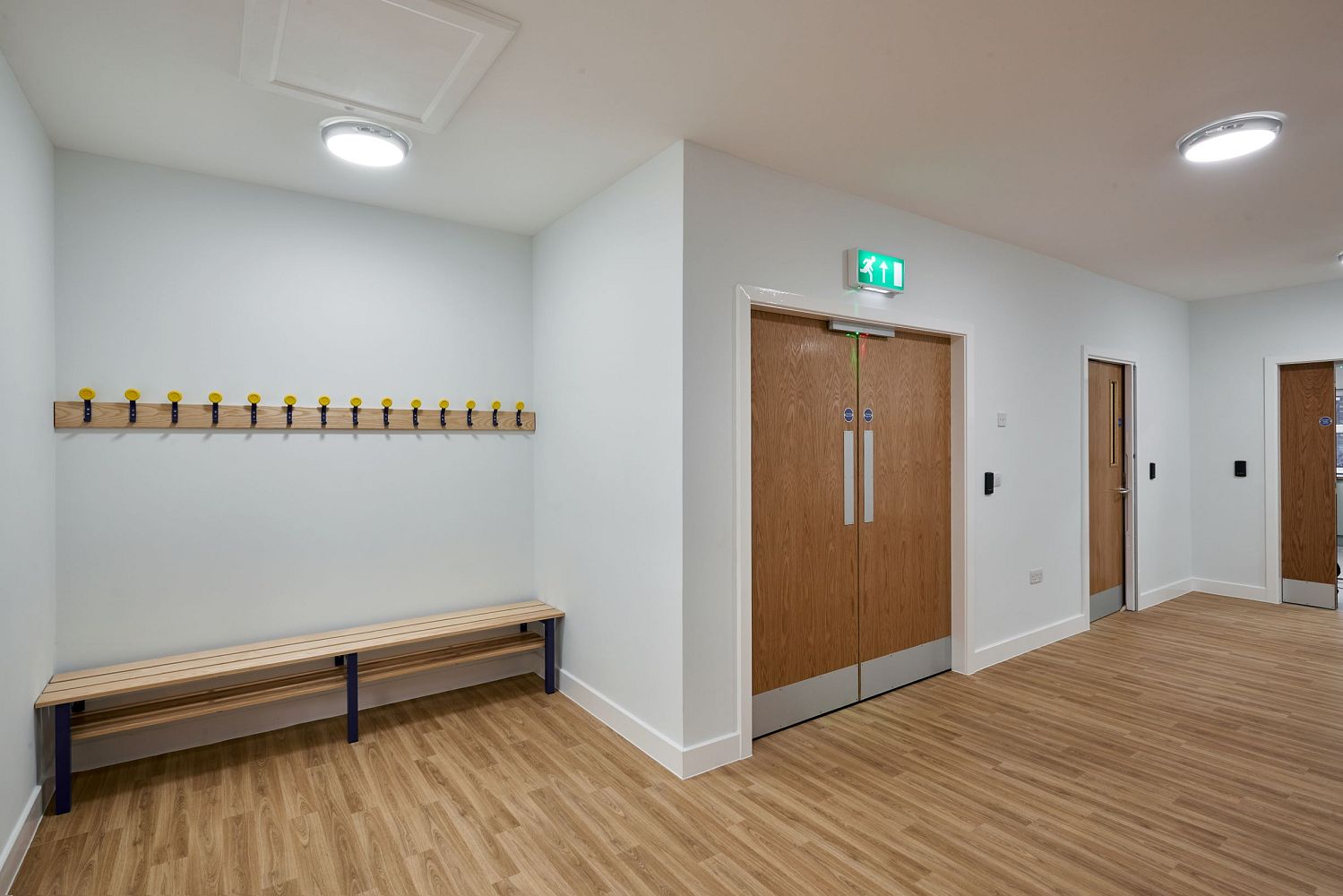 Interior circulation and support spaces within the new classroom building